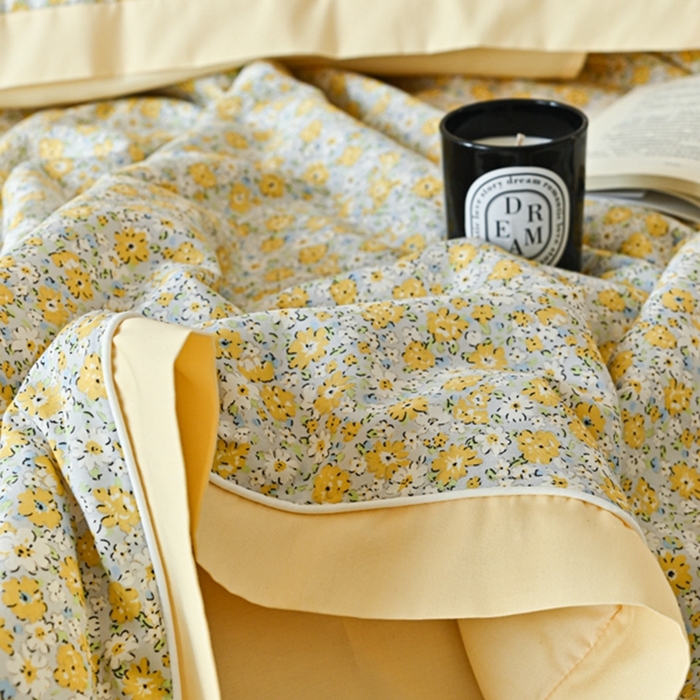 91家纺网 家纺一手货源 找家纺 金喜 2025新款天丝棉大豆印花夏凉被夏被四件套 黛西