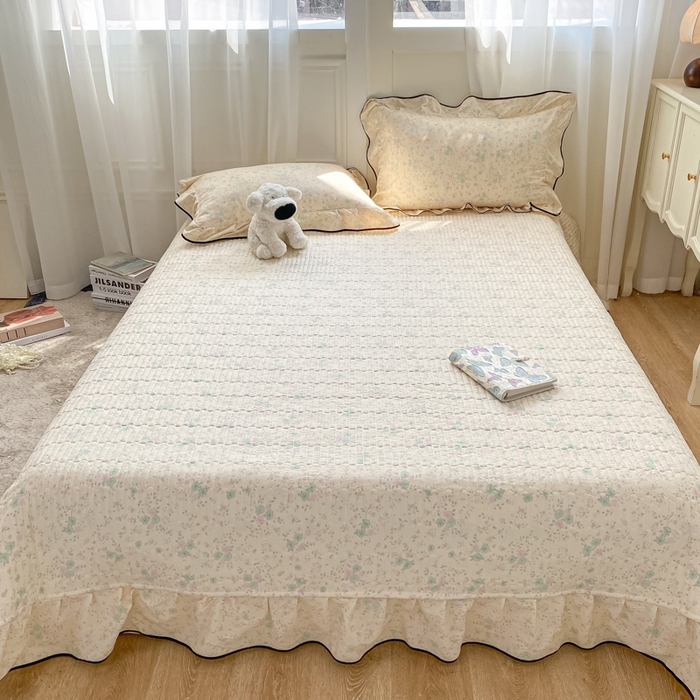 91家纺网 家纺一手货源 找家纺 2025新款云感双层纱夏被四件套-床盖款 薄荷微凉