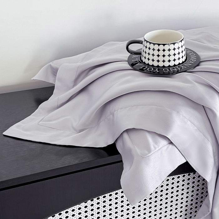 91家纺网 家纺一手货源 找家纺 金喜 2025新款LF级60支莱赛尔天丝枕套宽边枕套 灰紫