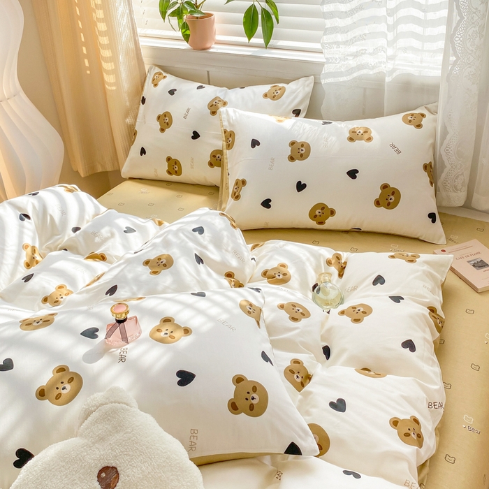 91家纺网 家纺一手货源 找家纺 黑马家居 2025新款全棉喷气13070印花单被套 小熊比尔