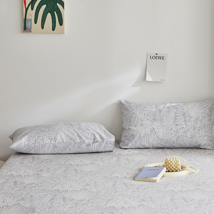 91家纺网 家纺一手货源 找家纺 怡家居 2025新款全棉老粗布床单床笠三件套 染心-灰