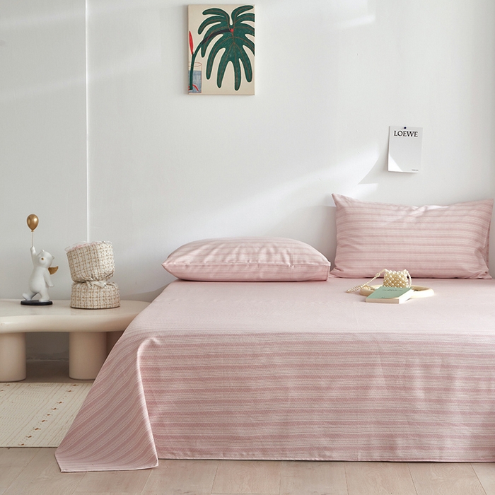 91家纺网 家纺一手货源 找家纺 怡家居 2025新款全棉老粗布床单床笠三件套 彼年-豆沙