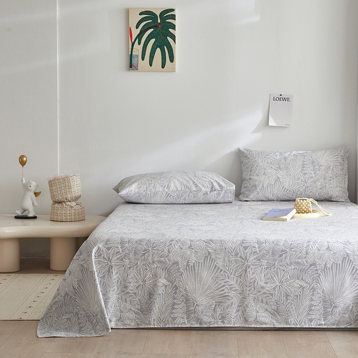 91家纺网 家纺一手货源 找家纺 怡家居 2025新款全棉老粗布床单床笠三件套 染心-灰