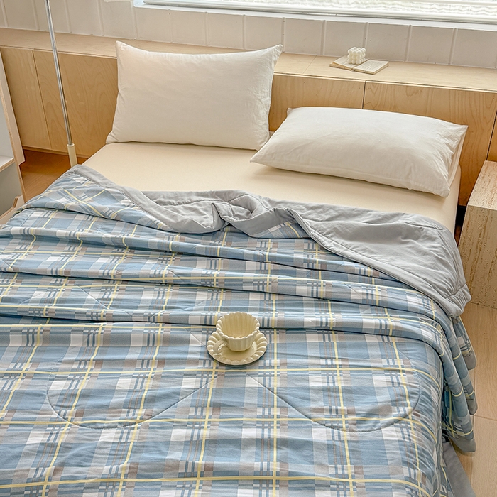 91家纺网 家纺一手货源 找家纺 博弈家纺 2025新款水洗棉棉花夏被 绅士