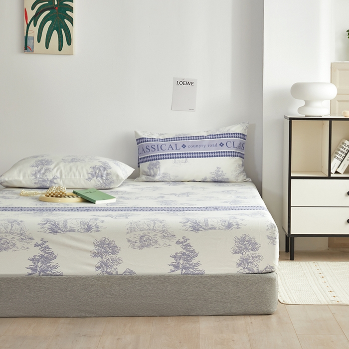 91家纺网 家纺一手货源 找家纺 怡家居 2025新款全棉老粗布床单床笠三件套 无垠