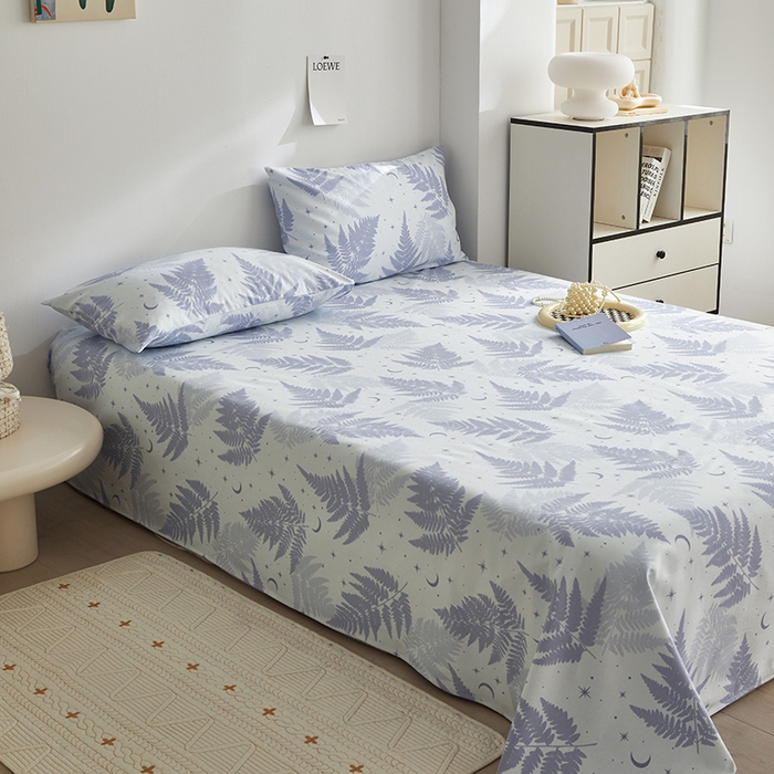 91家纺网 家纺一手货源 找家纺 怡家居 2025新款全棉老粗布床单床笠三件套 初雪