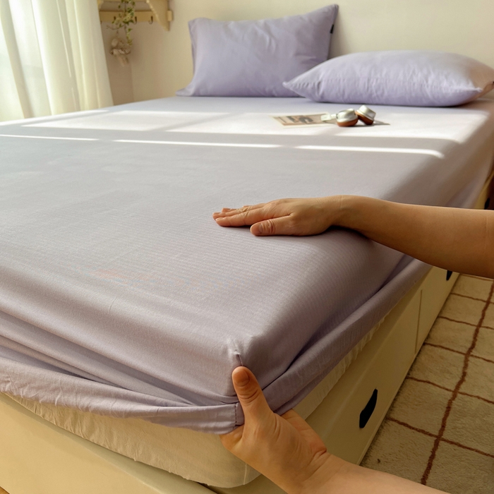 91家纺网 家纺一手货源 找家纺 蜜宿 2025新款A类全棉人字纹床笠（加高） 床笠：梦紫