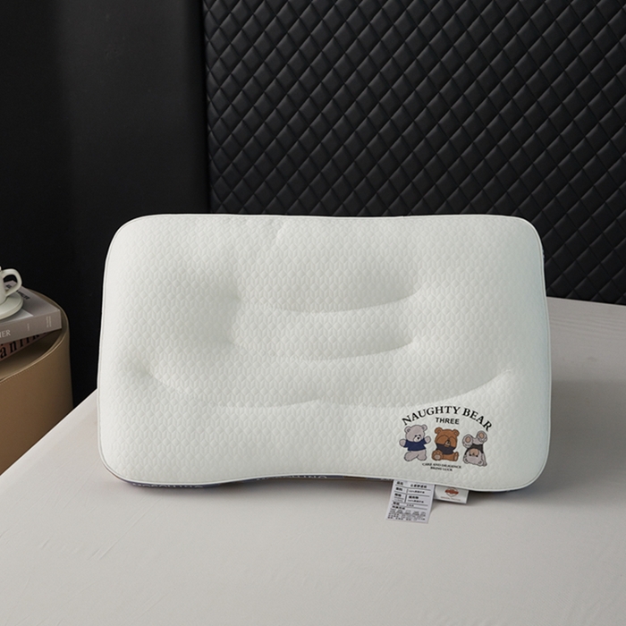 91家纺网 家纺一手货源 找家纺 （总）幸运草 2025新款三只小熊针织分区护颈枕 亲子舒睡枕头芯