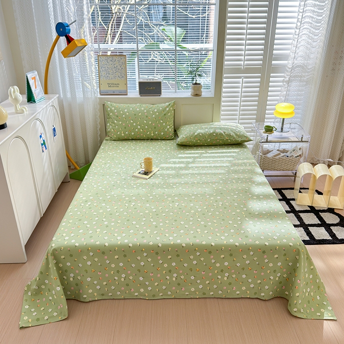 91家纺网 家纺一手货源 找家纺 吉象家纺 2025新款老粗布三件套-床单款 春色