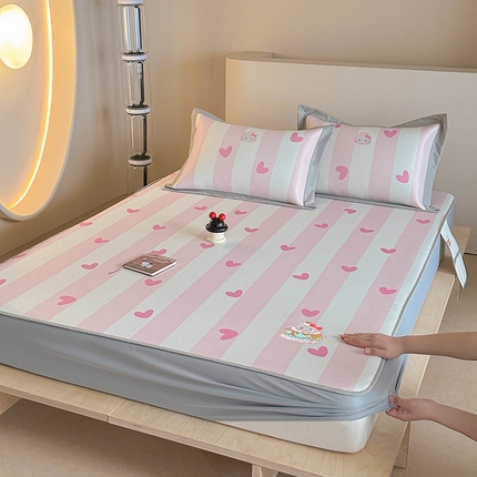 Sweet dreams甜梦 2025新款母婴级7A抗菌养生冰藤席席子凉席-影棚2床笠款 蛋糕猫猫