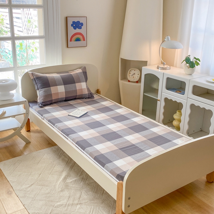 91家纺网 家纺一手货源 找家纺 凌云家纺 2025新款A类全棉水洗棉床垫套 咖大格