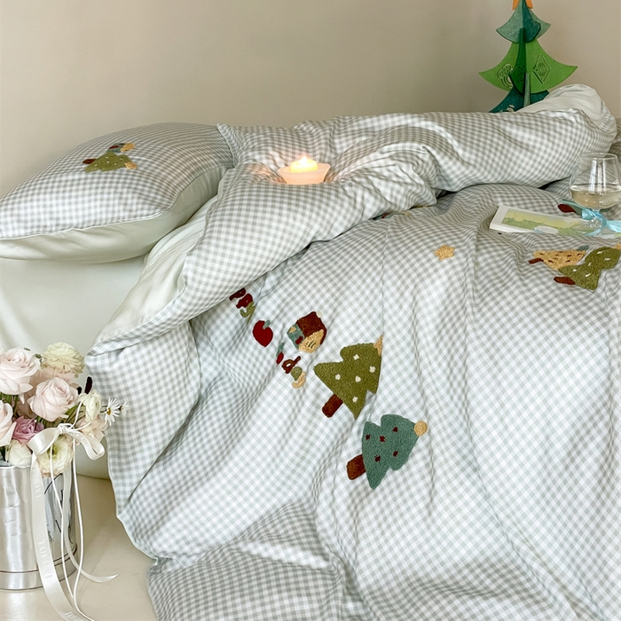 91家纺网 家纺一手货源 找家纺 （总）2025新款60S兰精天丝卡通毛巾绣四件套-暗合款