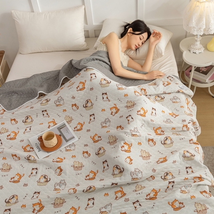 91家纺网 家纺一手货源 找家纺 （总）乐家毛巾被（工厂自产自销） 2025新款A类全棉六层纱印花毛巾被