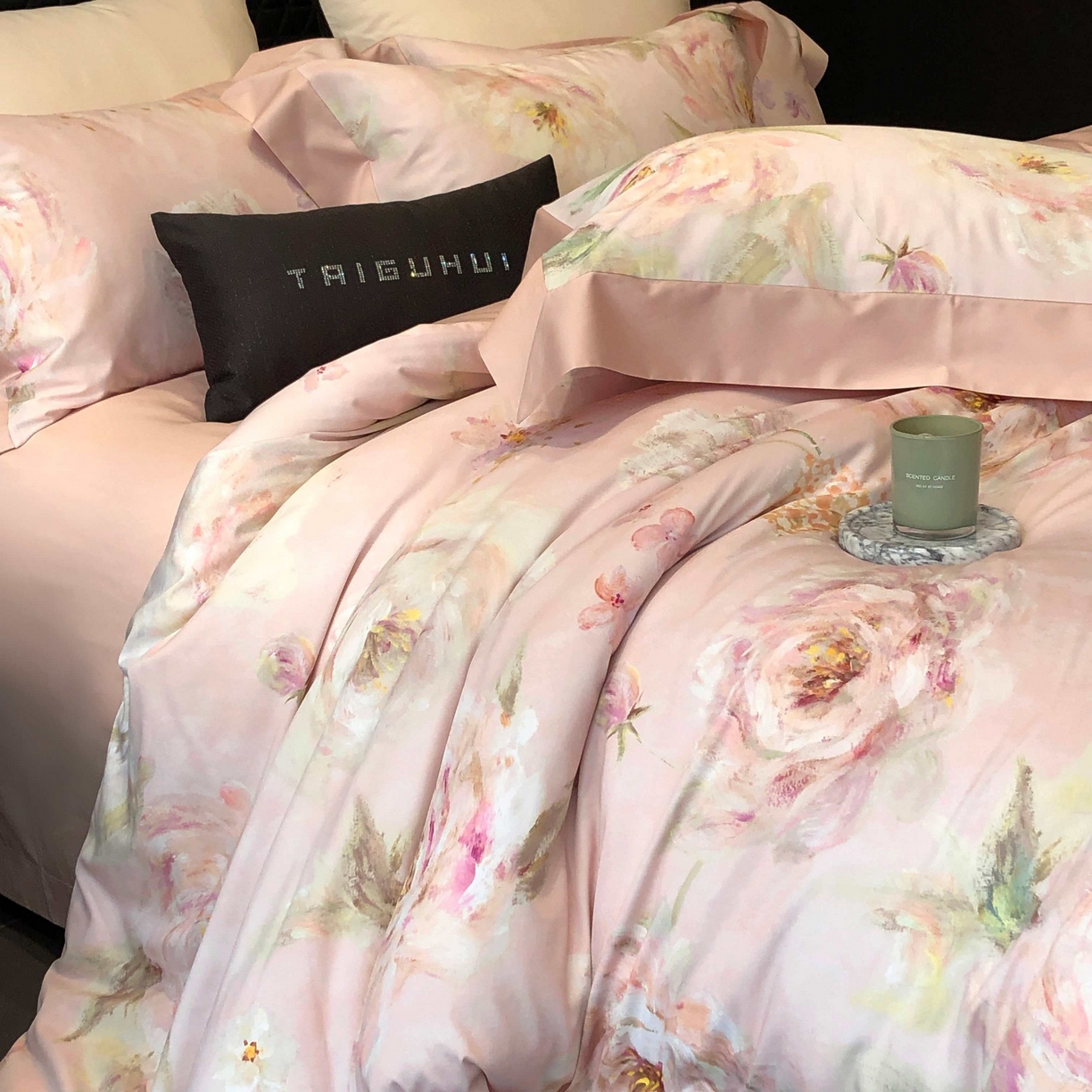 91家纺网 家纺一手货源 找家纺 2025年高支高密长绒棉专版活性数码印花系列四件套【券后控价——券后不低于378】 莉安娜-粉