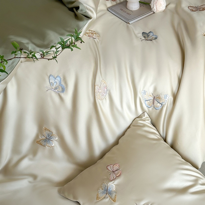 91家纺网 家纺一手货源 找家纺 2025新款奥地利60支兰精天丝蝴蝶套件-晨曦 晨曦-绿