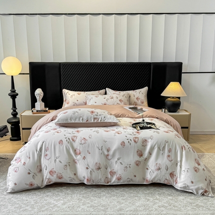 91家纺网 家纺一手货源 找家纺 （总）芊寻家居 2025春夏新款50支莱赛尔天丝贡缎数码印花麻绳款四件套高端礼盒