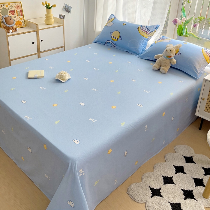 91家纺网 家纺一手货源 找家纺 依庭 2025新款全棉印花花卉款四件套单品系列-单床单 探索星球-B版