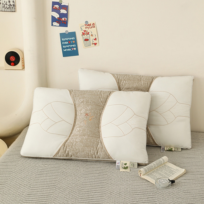 91家纺网 家纺一手货源 找家纺 （总）幸运草 2025新款提花刺绣荞麦壳羽丝绒分区枕