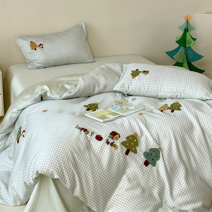 91家纺网 家纺一手货源 找家纺 （总）2025新款60S兰精天丝卡通毛巾绣四件套-暗合款