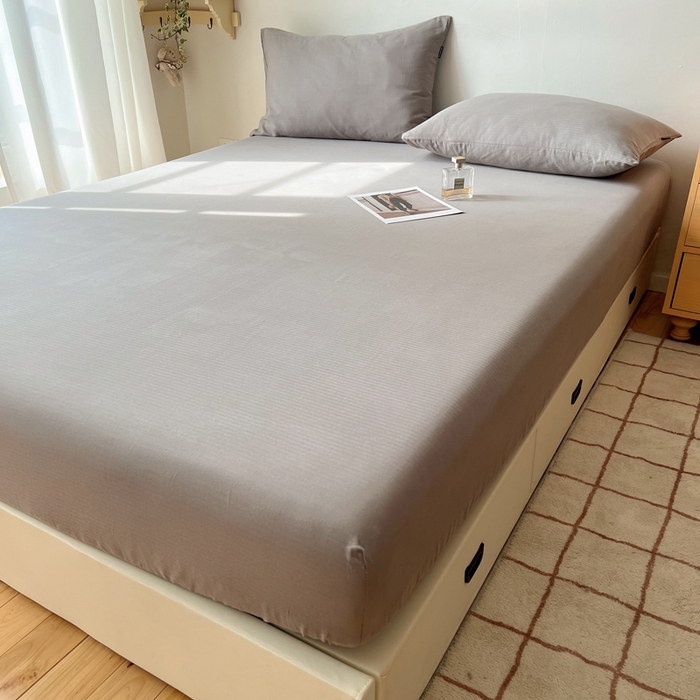 91家纺网 家纺一手货源 找家纺 蜜宿 2025新款A类全棉人字纹床笠（加高） 床笠：浅灰