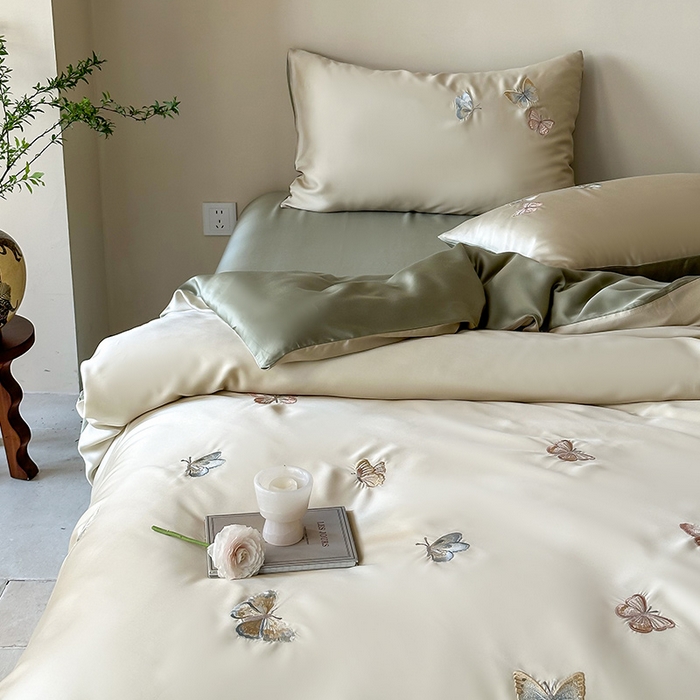 91家纺网 家纺一手货源 找家纺 2025新款奥地利60支兰精天丝蝴蝶套件-晨曦 晨曦-绿