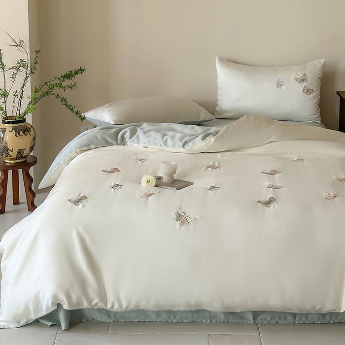 91家纺网 家纺一手货源 找家纺 （总）2025新款奥地利60支兰精天丝蝴蝶套件-晨曦