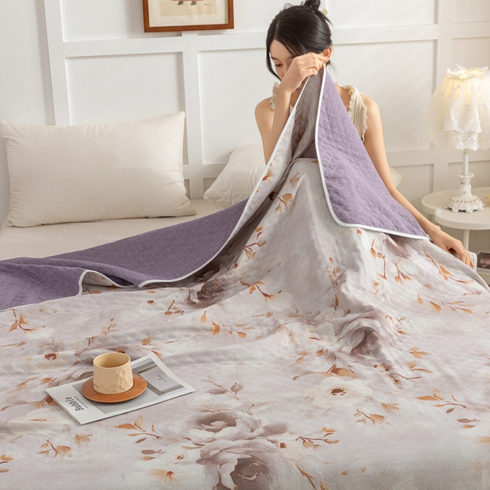 91家纺网 家纺一手货源 找家纺 （总）乐家毛巾被（工厂自产自销） 2025新款A类全棉六层纱印花毛巾被