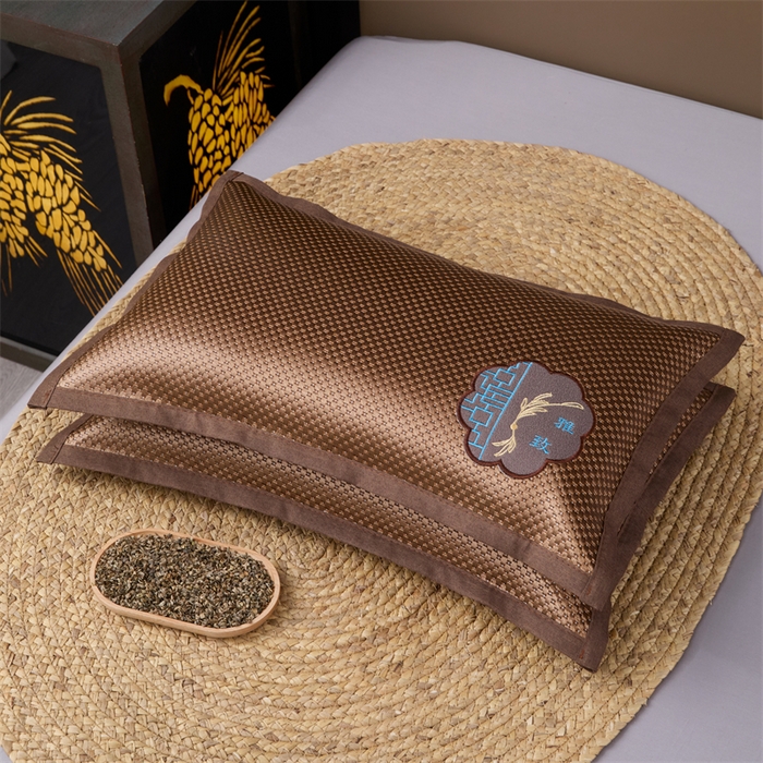 91家纺网 家纺一手货源 找家纺 织布人 2025新款荞麦枕夏季凉感科技布PE藤枕夏凉枕头成人家用防出汗枕头 夏凉冰藤枕-雅致【茶香枕】 