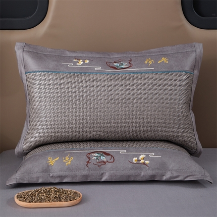 织布人 2025新款荞麦枕夏季凉感科技布PE藤枕夏凉枕头成人家用防出汗枕头 夏凉科技布PE藤枕-灰色【茶香枕】 