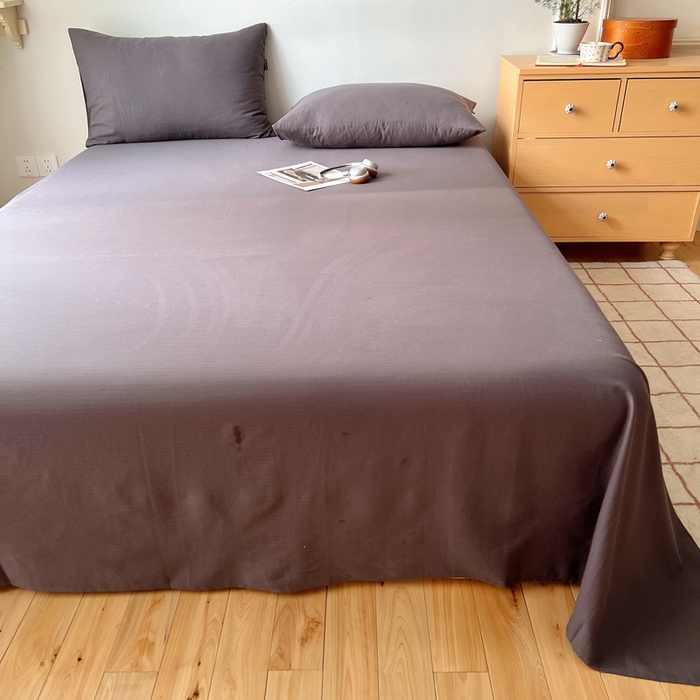 91家纺网 家纺一手货源 找家纺 蜜宿 2025新款A类全棉人字纹床单 床单：炭灰