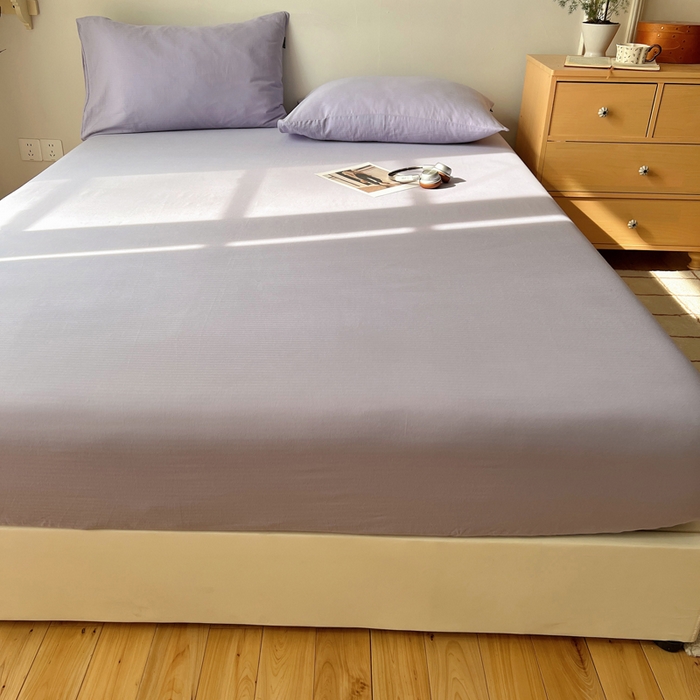 91家纺网 家纺一手货源 找家纺 蜜宿 2025新款A类全棉人字纹床笠（加高） 床笠：梦紫