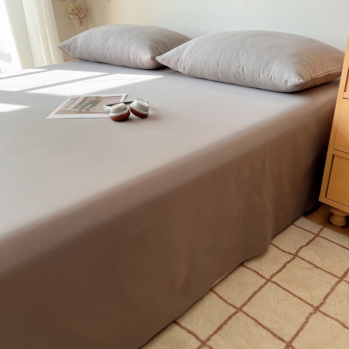 91家纺网 家纺一手货源 找家纺 蜜宿 2025新款A类全棉人字纹床单 床单：浅灰