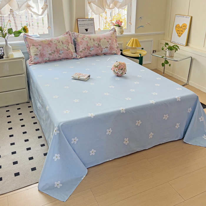 91家纺网 家纺一手货源 找家纺 依庭 2025新款全棉印花花卉款四件套单品系列-单床单 晚色芳莲-B版