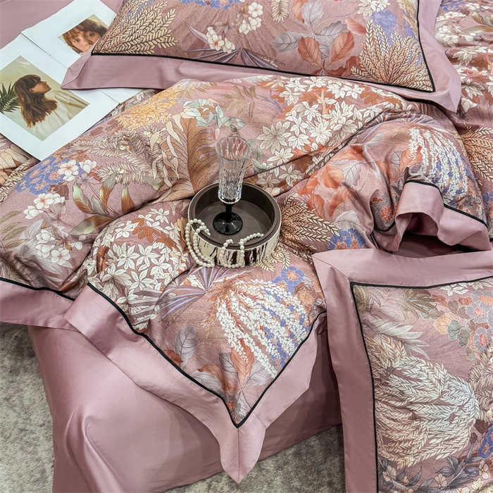 91家纺网 家纺一手货源 找家纺 宏羽纺家纺 2025年高支高密大版数码印花春夏新品 秘境-香芋