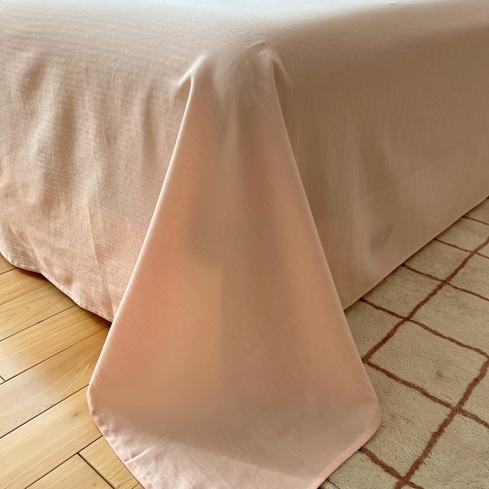 91家纺网 家纺一手货源 找家纺 蜜宿 2025新款A类全棉人字纹床单 床单：樱粉