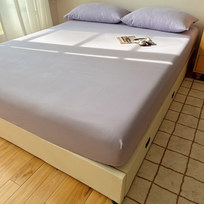 91家纺网 家纺一手货源 找家纺 蜜宿 2025新款A类全棉人字纹床笠（加高） 床笠：梦紫