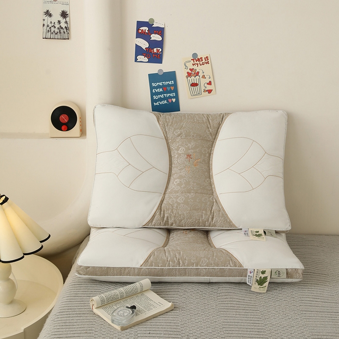 91家纺网 家纺一手货源 找家纺 （总）幸运草 2025新款提花刺绣荞麦壳羽丝绒分区枕