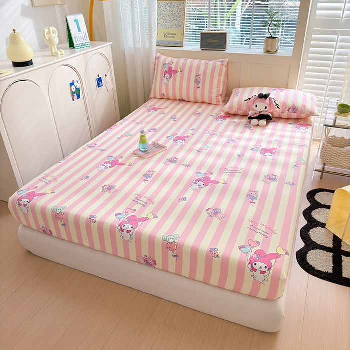 91家纺网 家纺一手货源 找家纺 2025新款老粗布三件套-床笠款 美乐蒂