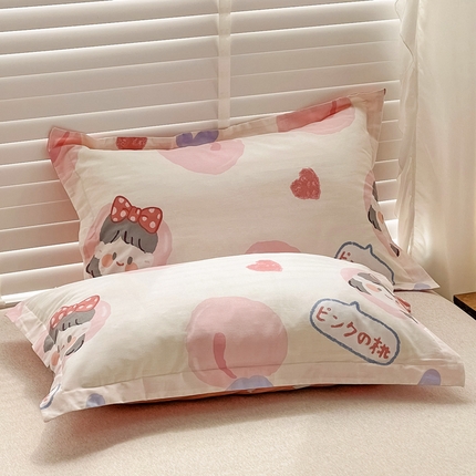 91家纺网 家纺一手货源 找家纺 （总）依庭 2025新款全棉印花花卉款四件套单品系列-单枕套