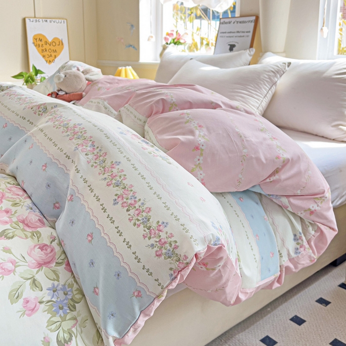 91家纺网 家纺一手货源 找家纺 依庭 2025新款全棉印花花卉款四件套单品系列-单被套 云听若舞