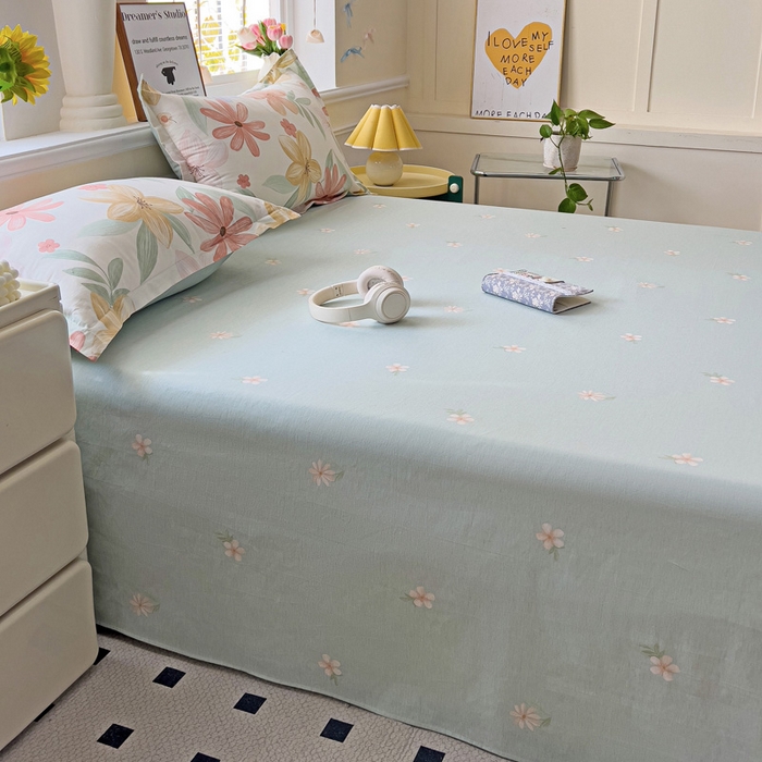 91家纺网 家纺一手货源 找家纺 依庭 2025新款全棉印花花卉款四件套单品系列-单床单 云裳花谷