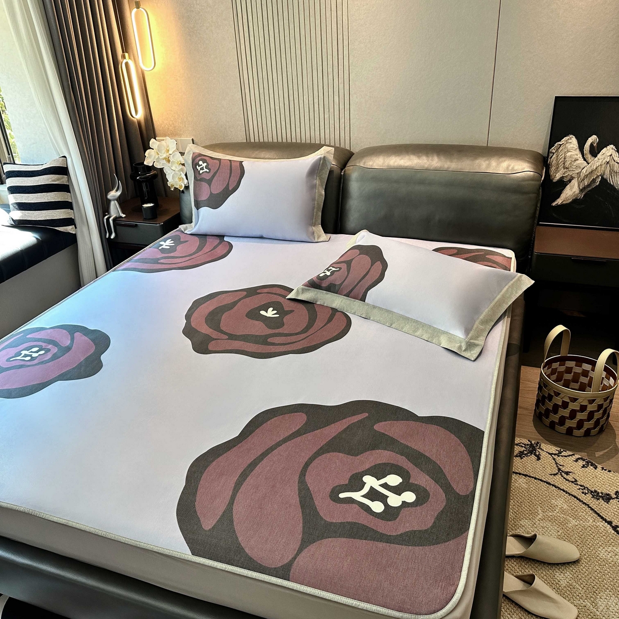 91家纺网 家纺一手货源 找家纺 （总）JUICY 橘滋家纺 2025新款夏日高端轻奢简约数码卡通冰丝席高级凉席床笠