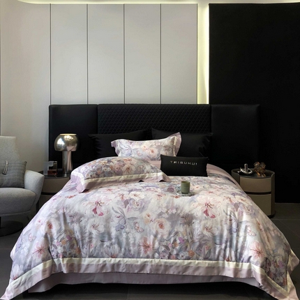 2025新款高支高密长绒棉专版数码印花双拼系列四件套-卡梅伦【券后不低于378】 科瑞拉-丁香紫