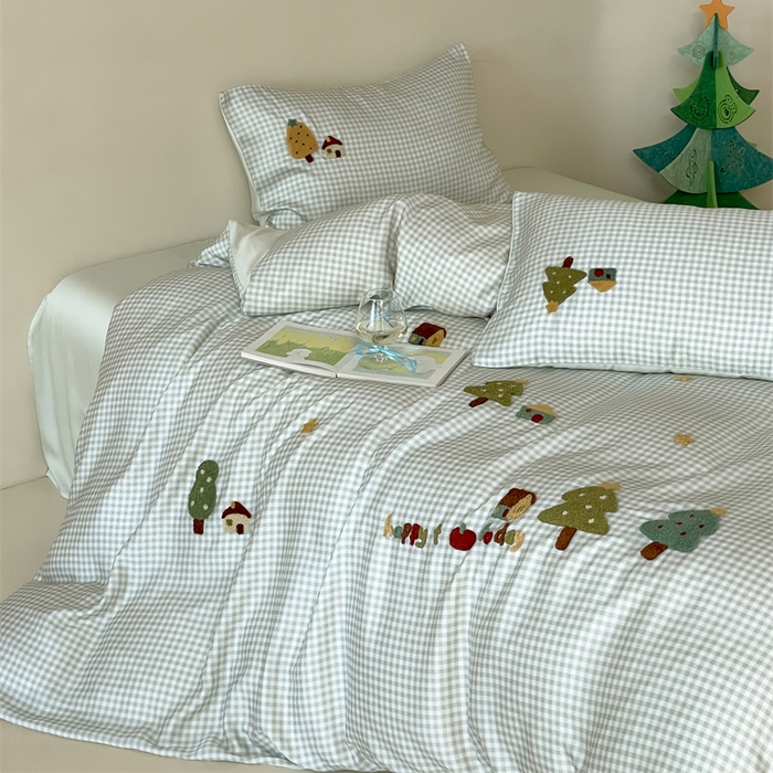 91家纺网 家纺一手货源 找家纺 （总）2025新款60S兰精天丝卡通毛巾绣四件套-暗合款