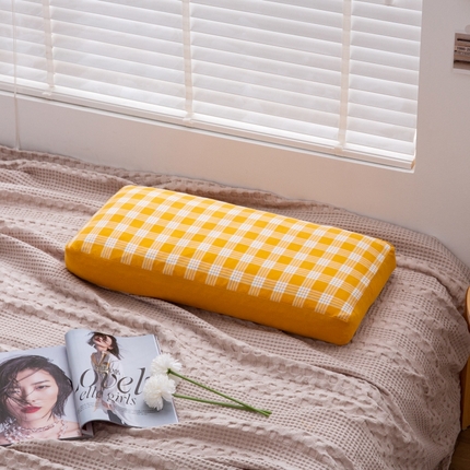 91家纺网 家纺一手货源 找家纺 （总）明星枕业 2025新款水洗棉格子长方枕荞麦枕