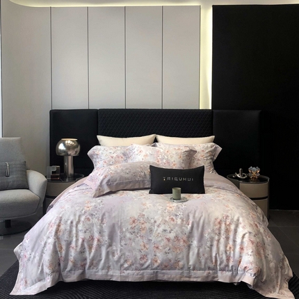 2025年高支高密长绒棉专版活性数码印花系列四件套【券后控价——券后不低于378】 西莉娅-淡紫