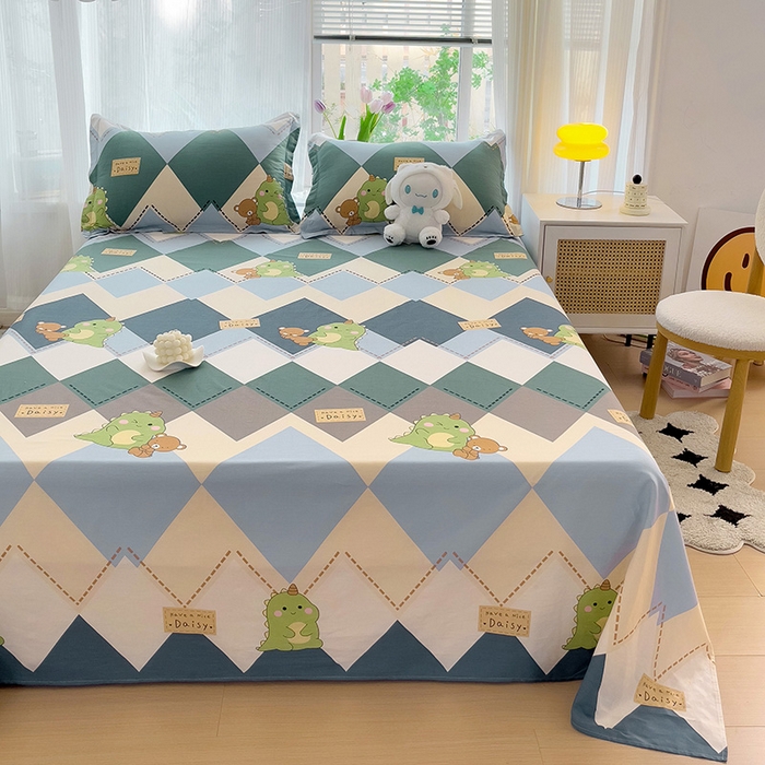 91家纺网 家纺一手货源 找家纺 依庭 2025新款全棉印花花卉款四件套单品系列-单床单 淘淘龙-A版