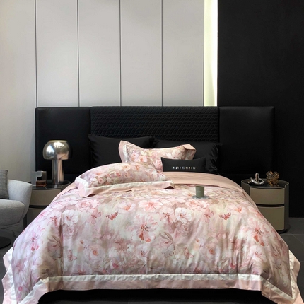 2025新款高支高密长绒棉专版数码印花双拼系列四件套-卡梅伦【券后不低于378】 科瑞拉-水粉