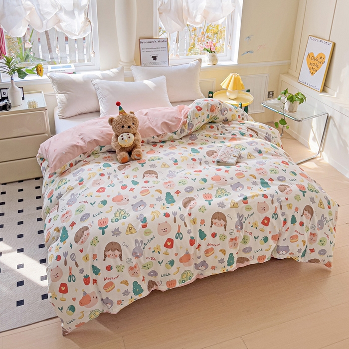 91家纺网 家纺一手货源 找家纺 依庭 2025新款全棉印花花卉款四件套单品系列-单被套 彩绘世界