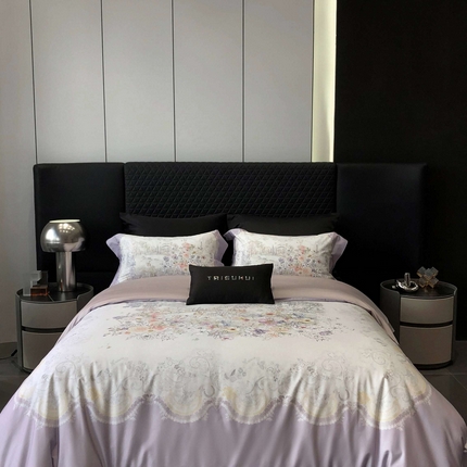 2025新款高支高密长绒棉大版数码印花双拼系列四件套【券后不低于388】 露西娅-烟紫